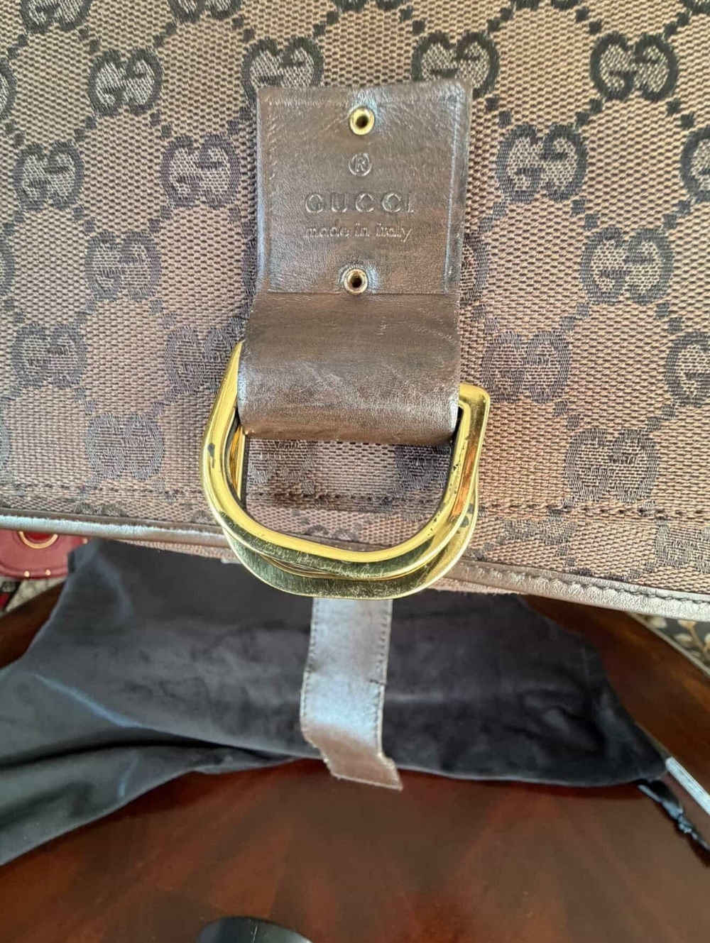 Gucci GG Canvas D-Ring Shoulder Bag Brown Monogram Tom Ford Era - Picture 4 of 11